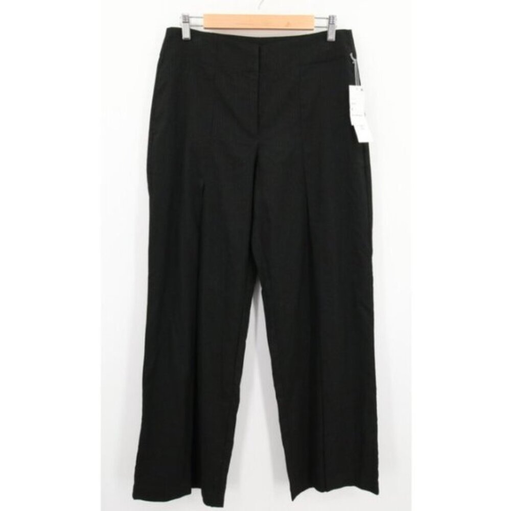Liz Claiborne Dress Pants 8 Black Striped Pleated Front Pockets High Rise NWT